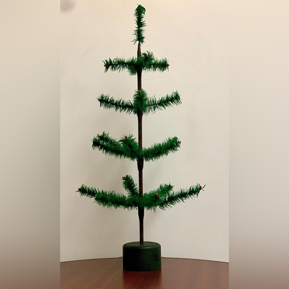 1995 Vtg Artist Signed Artisan Hand Crafted Stiff Branch Feather Tree - Picture 3 of 16